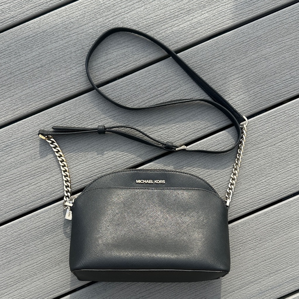 Michael Kors Black Crossbody with Gold Chain Detail